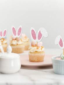 24pcs-Rabbit Ear Cake Topper, Rabbit Ear Easter Scallion Cake Topper, Easter Cupcake Toppers Decorations, Party Decoration, Rabbit Decoration, Easter Decoration - Multicolor - View 5