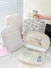 1 件装大容量印花图案便携式防尘书套 时尚蝴蝶结圣经套 女士书籍保护套 绗缝圣经袋 印花圣经收纳袋 带提手绗缝收纳袋 书籍保护套 家用收纳袋 带拉链口袋和提手，圣经学习用品 教师礼物 返校礼物 女孩可爱生日礼物