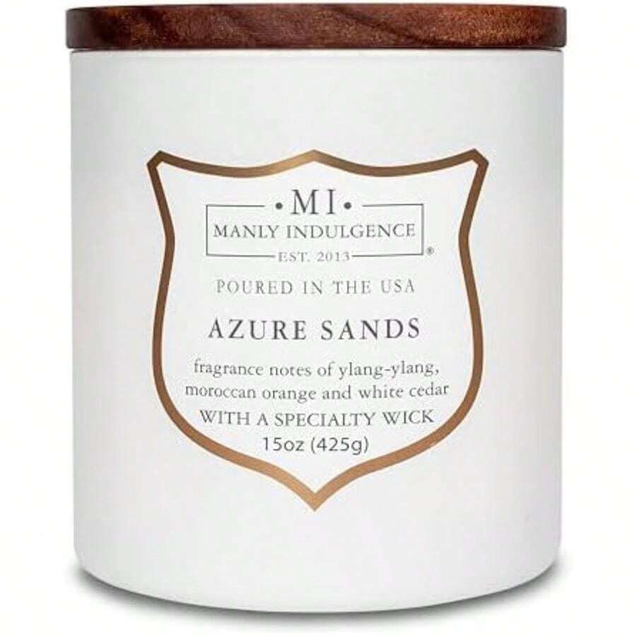 Manly Indulgence - Vela perfumada en frasco, colección Classic+, 2 mechas, 16 onzas, hasta 60 horas de combustión(Arenas Azure) - Apple - Ver 1