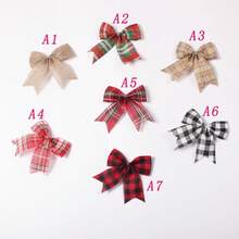 Black Red Plaid Bow Christmas Tree Decoration Bowknot Accessories Fabric Hair Ornaments Xmas Tree Decor - Nơ lớn 8 - Xem 5