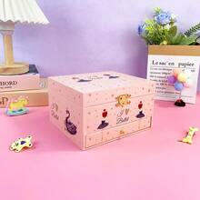 1个荧光粉黑天鹅纸质音乐盒 - 内置镜子和旋转芭蕾公主 - 多功能收纳，可存放珠宝、文具和玩具 - 卧室和客厅装饰及派对道具 - 适用于生日、婚礼、圣诞节和日常使用