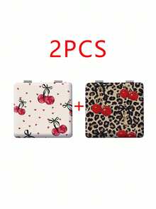 1 pezzo Specchio da toeletta portatile serie Y2K, specchio a mano pieghevole, ultra sottile e leggero, comodo, in pelle PU durevole, adatto per molteplici scenari e per tutti, specchio pieghevole e tascabile, con motivi unici come leopardo, stelle e ciliegie, struttura di piegatura delicata, durevole e affidabile, resistente agli urti, facile da trasportare, copertura girevole a 180°, multifunzionale - Multicolore - Visualizzare 14