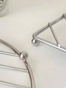 1pc Thick Stainless Steel Pot Holder, Heat Insulation Mat, Kitchen Multipurpose Steamer Rack, Anti-Scald Bowl Dish Rack - Silver - View 3