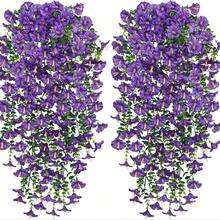 4pcs Outdoor Artificial Hanging Flowers, Fake Convolvulus With Eucalyptus Leaves, UV-Resistant Realistic Hanging Dwarf Convolvulus Plants For Home Garden Decor - Multicolor - View 11