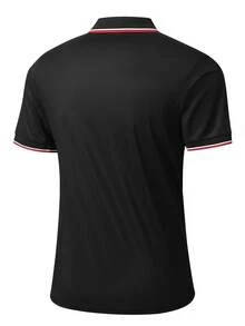 Summer Colorblock Breathable Fashionable Printed Casual Business Sports Versatile Polo Shirt Black - Black - View 4