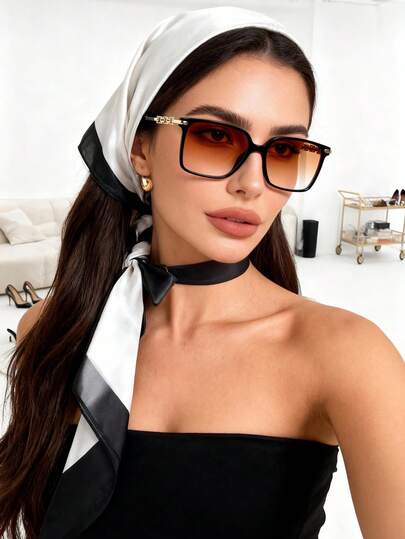 1 Pair Women's Plastic Frame Square Chic & Elegant Versatile Anti-Aging Fashion Fashion Glasses, Suitable For Shopping, Dates, Beach, Outdoor Music Festivals