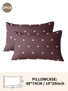 1pc/2pcs/4pcs Polyester Pillowcase Set With Bow & Heart Pattern, Soft & Comfortable, Suitable For All Seasons - Multicolor - View 31