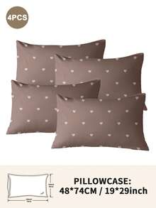 1pc/2pcs/4pcs Polyester Pillowcase Set With Bow & Heart Pattern, Soft & Comfortable, Suitable For All Seasons - Multicolor - View 29