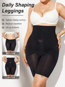 1pc Women Plus Size Latex Waist Trainer Corset, High Waist Tummy Control Body Shaper - Black - View 8