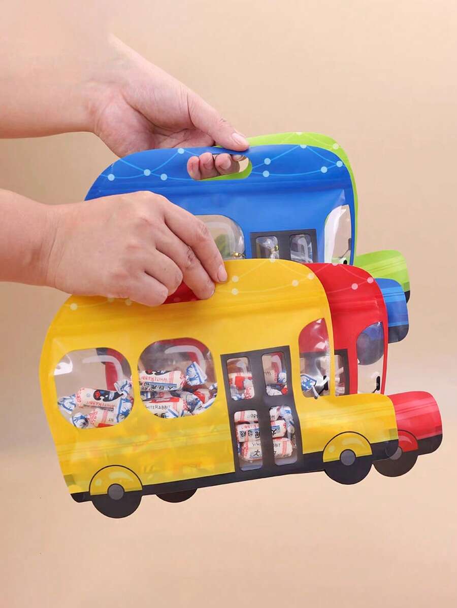 Astronauten Muster/Bus Muster Aufbewahrungstasche Studenten Schreibwaren Kunststoff Aufbewahrungstasche Cartoon Kunststoff Stiftbeutel, Federmäppchen - Verschiedenfarbig - Übersicht 1