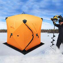 Pop Up Ice Fishing Tent, Insulated Ice Fishing Shelter, Thermal Ice Fishing Tent With Three Layers Of Cotton Insulation, Windproof And Warm, Function Upgrades Fishing Gear And Equipment - 橘色 - 查看 5