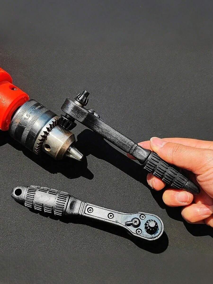 1件装电钻专用夹头扳手，省力二合一棘轮快速拆卸三爪扳手手枪钻配件 - 彩色 - 查看 1
