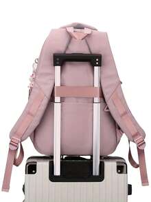 [Savoyetee]1 pieza Mochila de estilo clásico básico de unicolor para volver a la escuela, con compartimento para laptop, correas ajustables y múltiples bolsillos espaciosos, bolsa de estudiante ligera de alta capacidad, ideal para uso diario, salidas, viajes, escuela y vuelta al cole, disponible en rosa color perfectos para adolescentes/estudiantes/graduados - Rosa - Ver 6