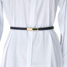 1pc Minimalist Elegant Women's Thin Waist Belt, Suitable For Dresses, Pants - Black - View 3