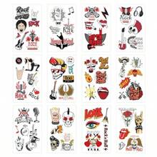 65 Piezas Rock N Roll ajes Tempora  De Rock raciones De Fiesta De Cumpleaños Suministros alos alos Born To Rock Tattoo Pegatinas Para Niños Niños Ni - como en la foto - Ver 3