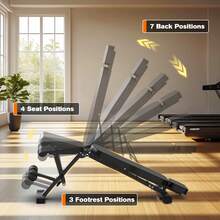 Advwin Adjustable Weight Bench, Foldable Workout Bench With 7 Backrest & 4 Seat & 3 Footrest Positions, 300KG Weight Capacity For Strength Training - Black - View 2