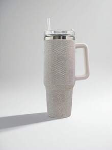 1 pièce, grande capacité de 1200 ml, tasse de voiture ornée de cristaux, flasque isolée dégradé scintillant avec paille, tasse isolée antidérapante, cadeau mode multicolore pour femmes. - Multicolore - Voir 13