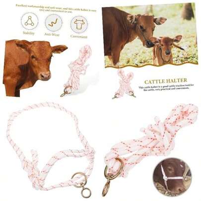Cabestro Porttil para Ganado De Nailon Trenzado Sin Bocado, Ajustable, Ligero y Resistente, para Suministro y Entrenamiento De Vacas En Actividades Agropecuarias
