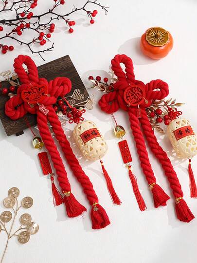 1个/3个中国结，11.8/13.78/18.9英寸红色节日挂饰，适合新年装饰、新年礼物、春节家居装饰、墙面装饰、门把手装饰、房间装饰
