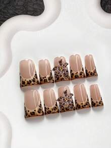 10pcs Ombre Leopard Print Nail Art Set. French Press-On Nail Stickers, Elegant Brown Floral Nail Decorations, Leopard Print Nail Gel, Includes Nail Tools. Available In Almond, Coffin, And Stiletto Shapes. Suitable For Parties, Daily Wear, And Events. A Great Nail Care Gift For Girls And Women. Nails Nail Supplies Handmade Press On Nails - Nhiều màu - Xem 13