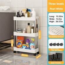 1pc Black Small Rolling Storage Rack, Floor-Standing, Multi-Tier Design, Suitable For Bathroom, Toilet, Gaps, Living Room, Kitchen, Layered Storage Rack, Small Rolling Storage Rack, Home Bathroom Decor, Bathroom Storage Organizer, Autumn Decor, Back To School Decor - Multicolor - View 7