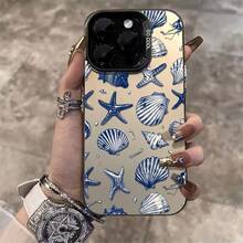 1pcs Seashell Starfish Phone Case Compatible with Apple Phone 11 12 13 14 15 16 17ProMax X 7plus 8plus Xs Max XS Antidrop Phone Case Silicone Vintage Girlish Style Cute Fashion Can Be Given To Friends Can Be Given To A Lover - Negro - Ver 2