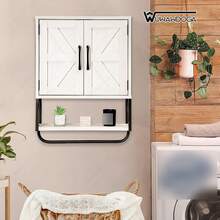 Moderno Mueble de Baño Minimalista de Tres Niveles con Dos Puertas, Botiquín Mueble de Pared, Ideal para Baño y Salón, Fácil de Montar - Blanco - Ver 10