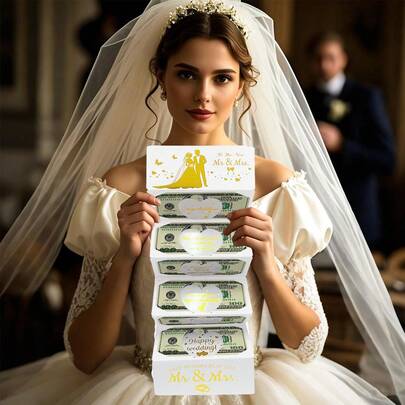 1pc/2pcs Surprise Wedding Cash Gift Envelope Red Packet, With 6 Slots - Foil Stamping Craft, Unisex Holiday Money Holder Envelope, Suitable For Wedding, Holiday Gifts, Unique Keepsake, Cash Gift Display | Elegant Gift Envelope | Exquisite Keepsake