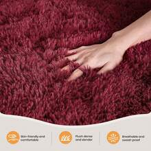 Ivory Fluffy Shag Rug For Bedroom, Soft Plush Shaggy Area Rug For Living Room, Modern Cozy Carpet, Non-Slip Backing, Bonus 4 Rug Grippers Included, Dorm Home Decor, Sizes 4x6 5x7 6x9 8x10 9x12, Burgundy Rug - Màu Đỏ Sâu - Xem 4