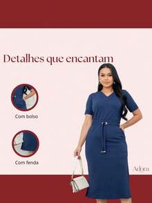 Hadassa Women's Midi Skirt And Short-Sleeve Blouse Set With Drawstring, Ideal For Various Occasions. - 藏蓝色 - 查看 4