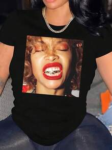 Women's Erykah Badu T-Shirt Stylish Comfortable Tees - 黑色 - 查看 1