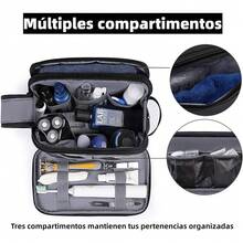 Bolsa de Cosmeticos de Viaje, Cosmetiquera de Piel para Mujeres, Neceser de Viaje Impermeable, Makeup Bag de Gran Capacidad, Bolsa de Maquillaje Portátil, Bolsa de Aseo con Asa (Blanco) - Negro-1 - Ver 2