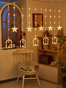 灯饰、窗帘灯、USB供电LED串灯、新月形窗帘灯、月光城堡窗帘灯，营造温馨浪漫的家居氛围，节日装饰。8种灯光模式，适用于圣诞节、室内照明和节日装饰。 - 橘色 - 查看 11