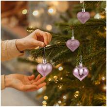 12 Heart-Shaped Ball Pendants, Valentine's Day, Wedding Season, Wedding Room/Bedroom Living Room Holiday Decorations, Hanging Heart-Shaped Ball Ornaments Suitable For Christmas Tree Decoration - Multicolor - View 5