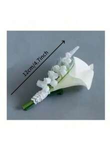 White Calla Lily Bridal Bouquet, Layered Design, White Wedding Bouquet, Suitable For Bride, Bridesmaid, Artificial Flower Arrangement, Suitable For Home - White - View 11