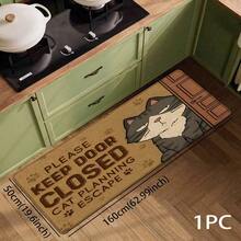 1 peça de pegada de gato, estampa gráfica de gato, série de tapetes longos, tapete interno, capacho, tapete de entrada, tapete de cabeceira para quarto, tapete de cozinha, tapete de cozinha, adequado para sala de estar, lavanderia, banheiro