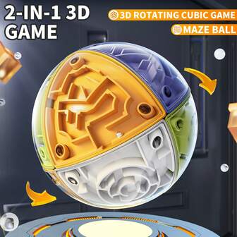  TEMI 3D Maze Cube Puzzle Brain Boosting Educational Toy Kids Teaser Toys Birthday Party Favors Suitable Ages 3+ [Random Color]