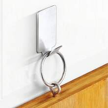 Väggkrokar i 304 rostfritt stål (8-pack) – Starkt lim för badrum, kök och sovrum – Mångsidig design 4,4 x 2,5 x 1,1 cm (1,7 x 1,0 x 0,4 tum) - Silver - Visa 4