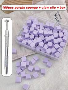 100pcs Mini Sponge Blocks With 4-Claw Tweezers, Stainless Steel Manicure Tools - Manicure Gradient Color Sponge, Gradient Nail Polish Tools, Gel Nail Polish Sponge, Suitable For Manicure, Gel Nail Polish And Mirror Powder, Manicure Supplies, Durable Manicure Tools, Manicure Set, Multiple Colors Available