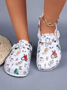 Women's Fashion Printed Breathable EVA Clogs, Lightweight Non-Slip Work Shoes, Adjustable Strap Soft Sole Suitable For Beach, Garden, Autumn - Care - View 4