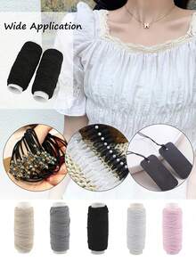 2 Rolls Elastic Sewing Thread, 0.6mm Polyester Rubber Band, High Strength Nylon/Polyester Thread Spool, Suitable For Sewing Machines, Each Roll Bottom Has Super Fine Closed Round Elastic Cord For Ruffles And Flounces, Applicable For Sewing Machines, Garment Making, DIY Crafts, Edging, Stitching, Suitable For Industrial And Household Sewing Equipment, For Fabric Edging, Neatly Wound, Durable, Craft Supplies, Home Sewing Enthusiasts - White - View 2
