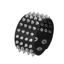 1 件哥特朋克宽袖口子弹手链，可调节手工黑色和棕色皮革腕带，适合男士 - 棕色 - 查看 19