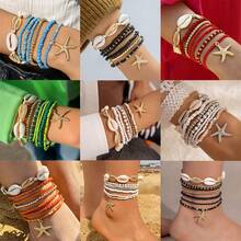 Jewelry Bohemian Vacation Style Beaded Woven Bracelet Starfish Seed Beads Seven-Piece Bracelet - 25134-G - 查看 5
