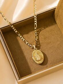 1件经典欧式铜质守护天使瓜达卢佩圣母玛利亚吊坠项链，限量版双面肖像，适合圣诞节、感恩节、万圣节、母亲节、情人节、情侣、朋友、教父母、天主教初领圣体、日常及节日佩戴。 - 金黃色 - 查看 2