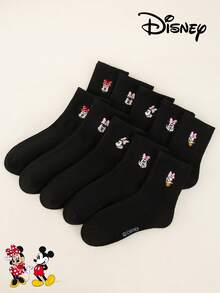 Disney 1/5/10 Pairs, Mickey, Minnie, Daisy Embroidered Cartoon Pattern Women Mid-Calf Leg Warmers Set, Black, Unisex, Couple Leg Warmers, Women Leg Warmers, Women Leg Warmers, Black Leg Warmers - Black - View 6