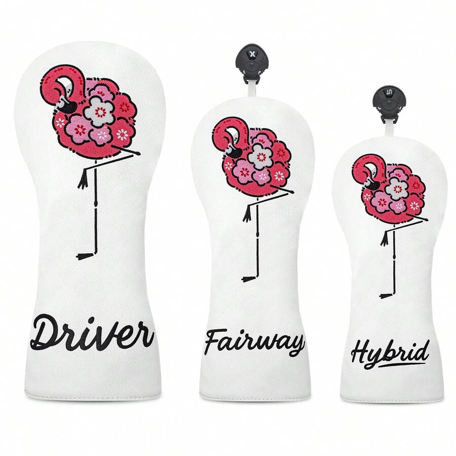 Funda de palo de golf con diseño de flamenco, funda de cabeza de golf de estilo de moda, funda de cabeza de madera de golf - Fundas de palos de golf para maderas, adecuadas para la mayoría de las marcas - Multicolor - Ver 1
