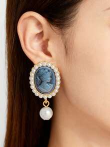1 Pair Vintage French Elegant Portrait Earrings, High-End Chic Design - Multicolor - View 6