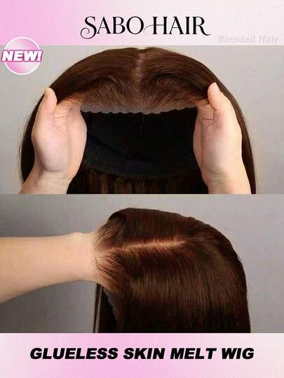 Peluca de cabello humano sin pegamento de 26 pulgadas de color marrón chocolate con frontal de encaje pre-recortado y pre-desbrozado, peluca sin pegamento de 13x4 13x6 HD con encaje frontal, densidad del 200% #4 cabello mezclado de color recto