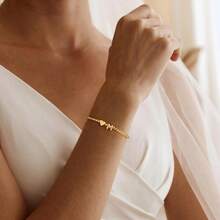 M MOOHAM Pulsera con inicial de corazón para mujer delicadas pulseras de abalorio doradas para mujer joyería de corazón persolizada con letras A-Z - R - Ver 4