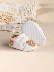 1 Pair Cartoon Hook And Loop Flat Design Cute Infant Toddler Indoor Walking Shoes, Suitable For Spring & Autumn - White - View 11